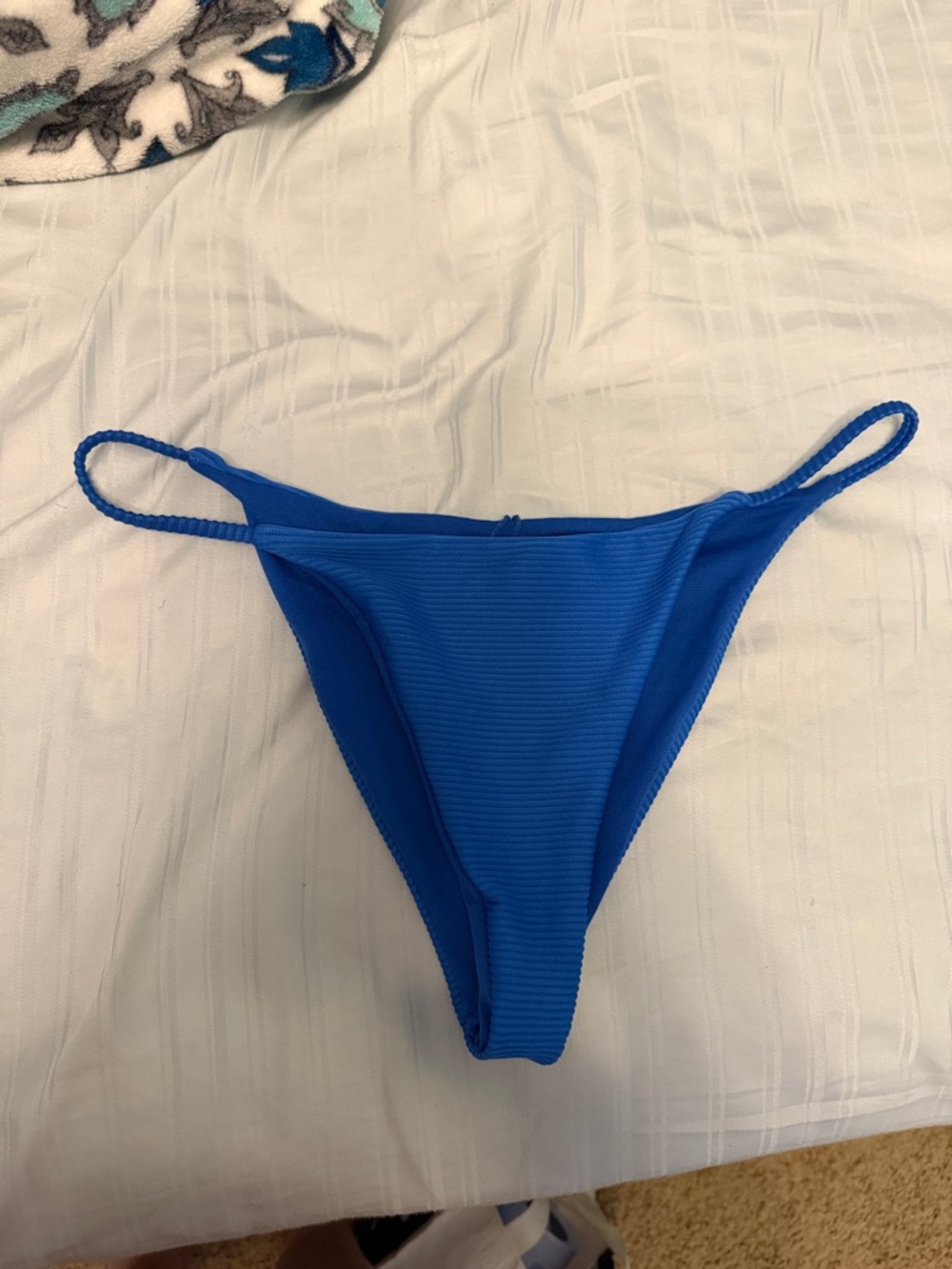 Ribbed Electric Blue Bikini Bottom - Women Swim